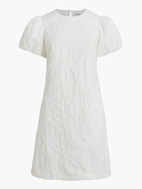 NWT J.Crew Factory Embroidered Puff-sleeve Mini Dress